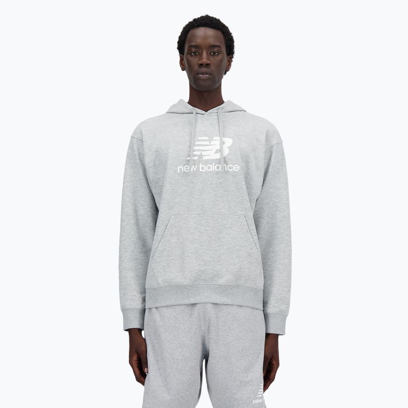 Men's New Balance Stacked Logo French Terry Hoodie athletic grey