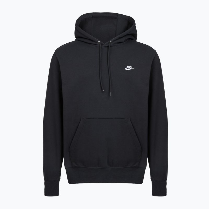 Men's sweatshirt Nike Club French Terry Pullover Hoodie black/black/white 8