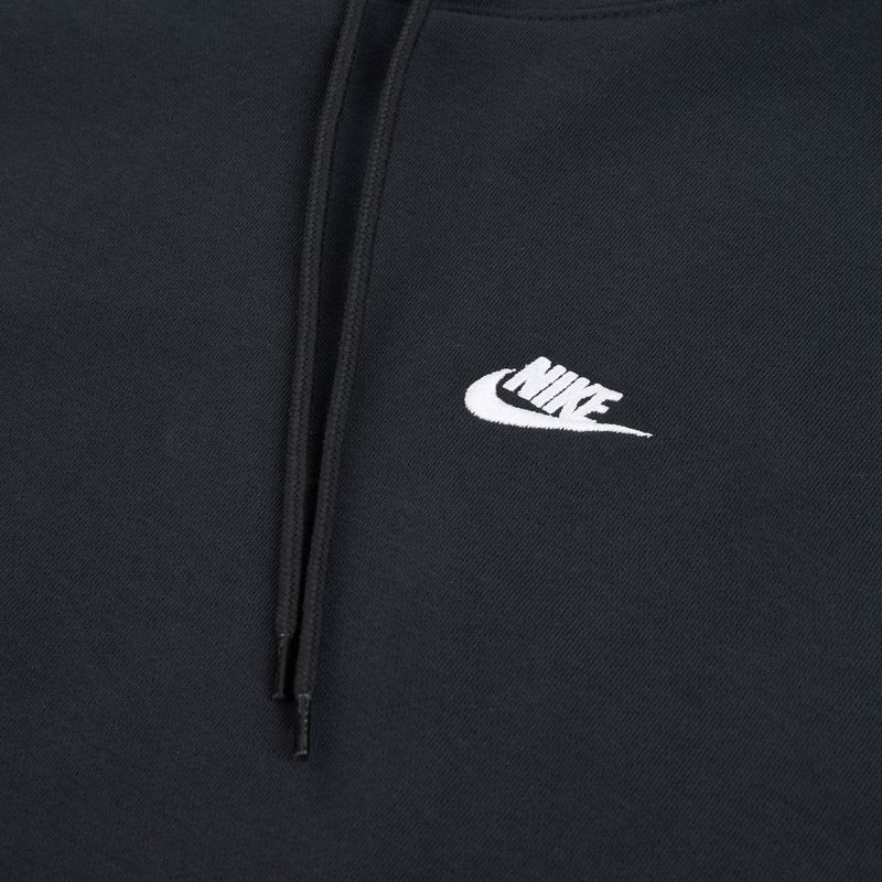 Men's sweatshirt Nike Club French Terry Pullover Hoodie black/black/white 10