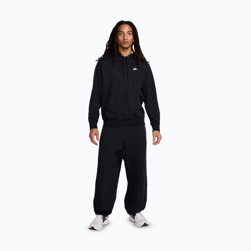 Men's sweatshirt Nike Club French Terry Pullover Hoodie black/black/white 2
