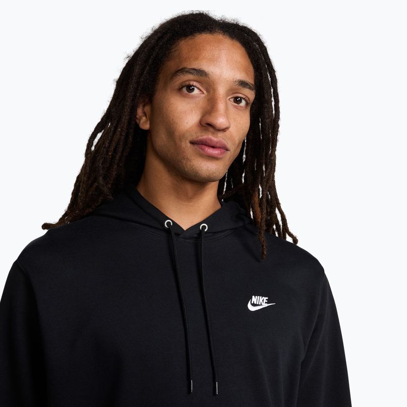Men's sweatshirt Nike Club French Terry Pullover Hoodie black/black/white 4