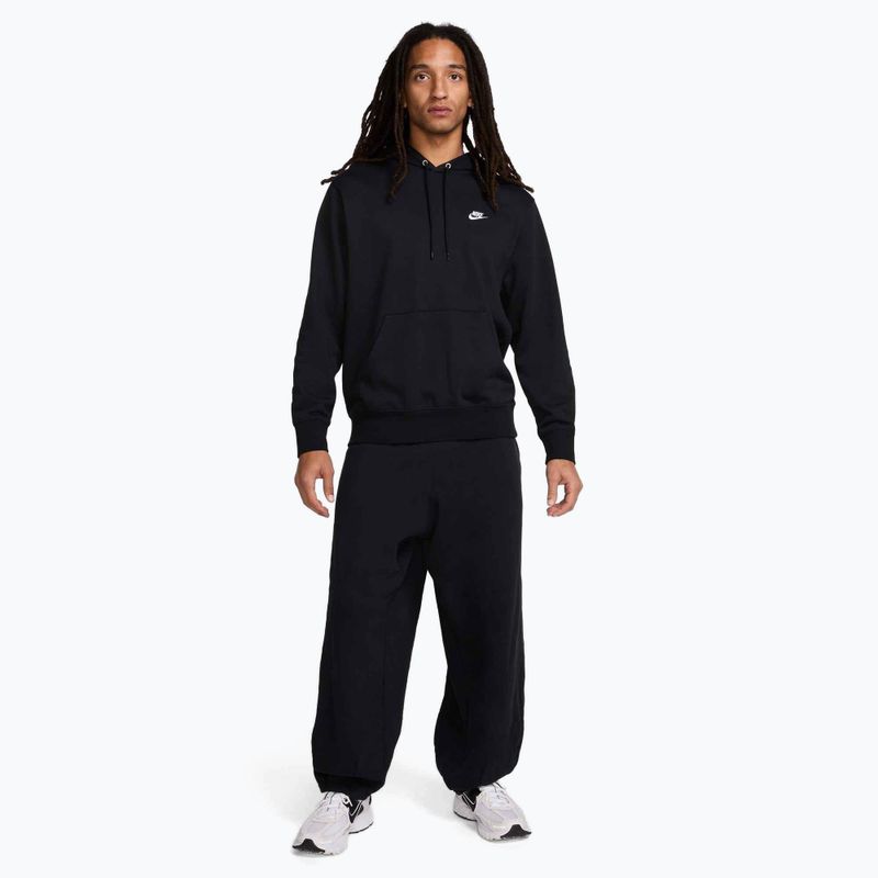 Men's sweatshirt Nike Club French Terry Pullover Hoodie black/black/white 2
