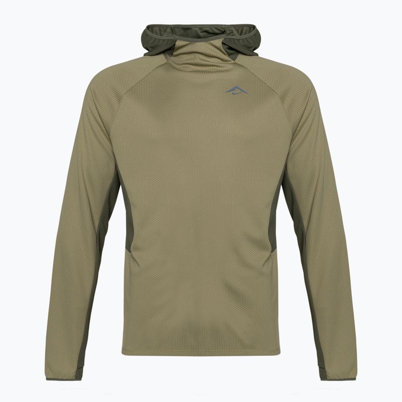 Men's Nike Trail Dri-Fit UV LS Hoodie neutral olive/medium olive/lilac bloom running longsleeve