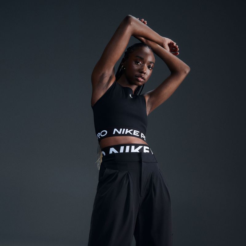 Women's training tank top Nike Pro Dri-Fit black/white 9