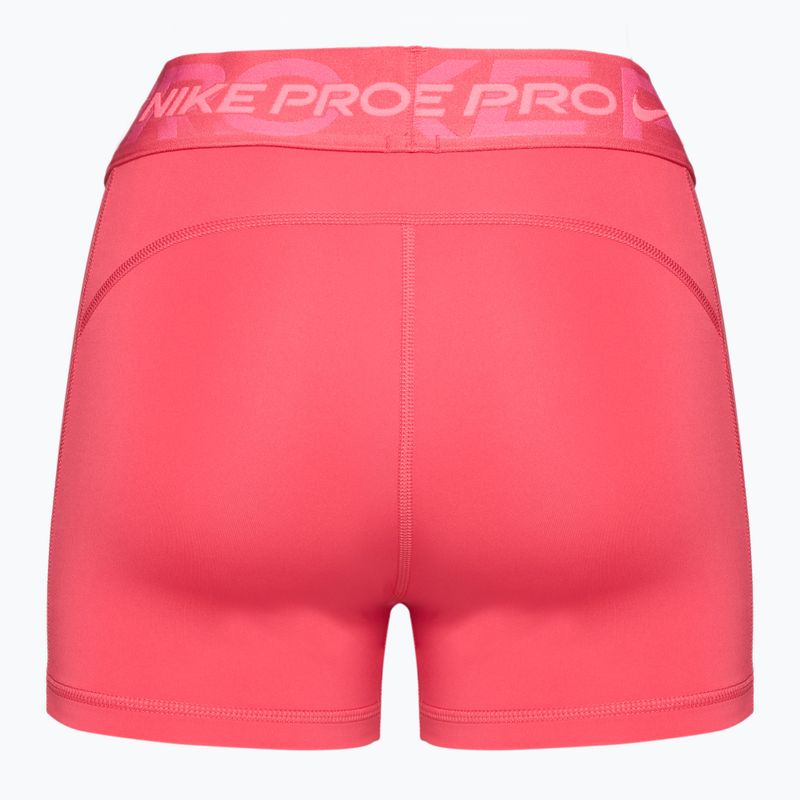Nike Pro Mid Rise 3" women's training shorts aster pink/pinksicle/hot punch/white 2