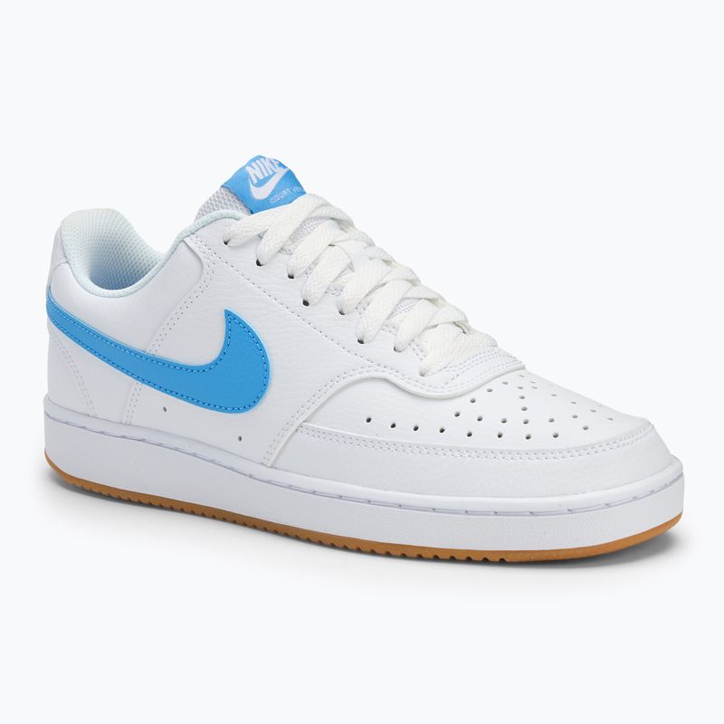 Men's Nike Court Vision Low white/gum yellow/university blue shoes