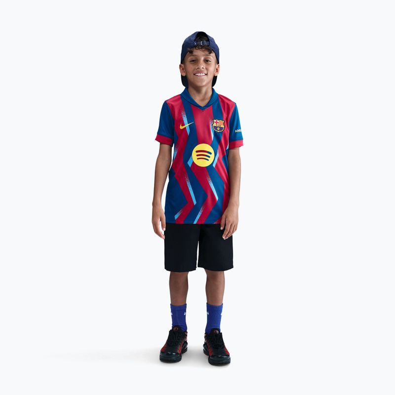 Children's football T-shirt Nike FC Barcelona 2025/26 Stadium Fourth gym blue/gym blue/salsa red/opti yellow 2