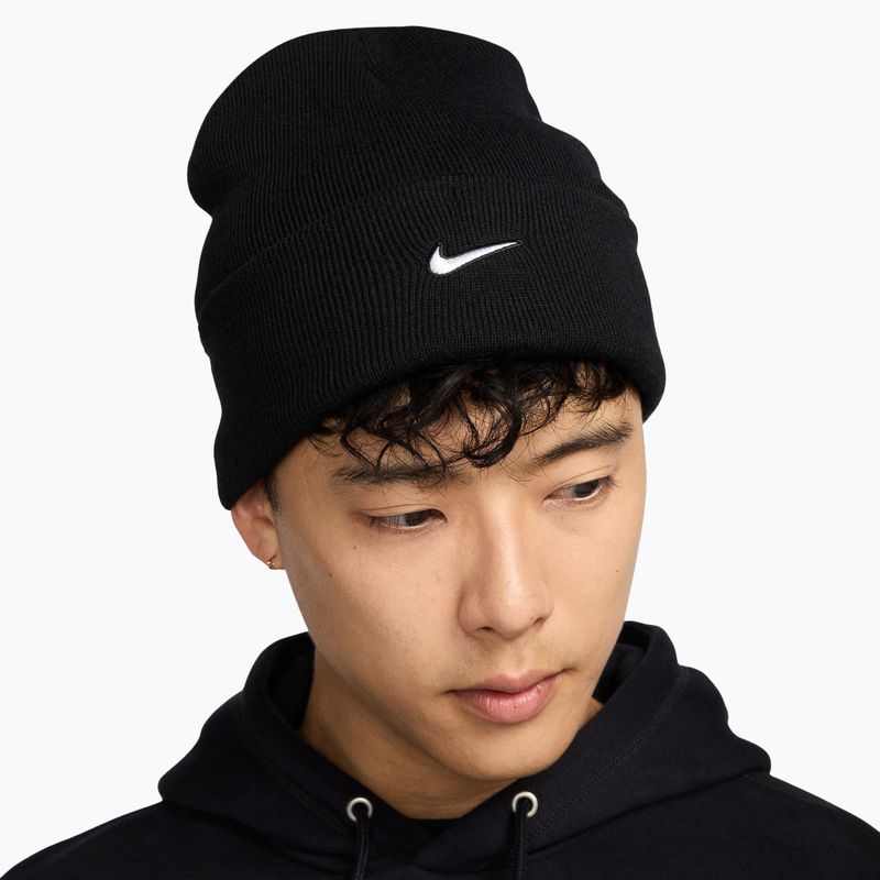 Winter hat Nike Peak Swoosh Beanie black/white 4