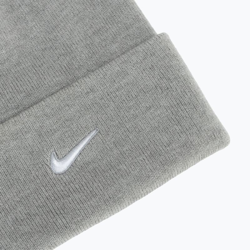 Winter hat Nike Peak Swoosh Beanie dark grey heather/white 3