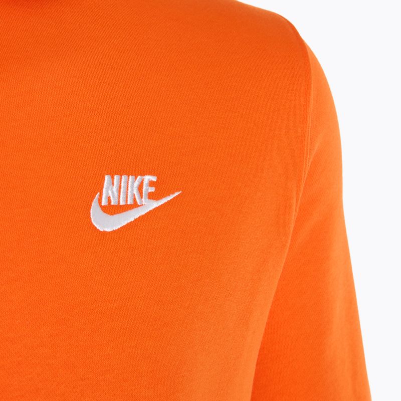 Men's Nike Sportswear Club Fleece Hoodie safety orange/ safety orange/ white 3