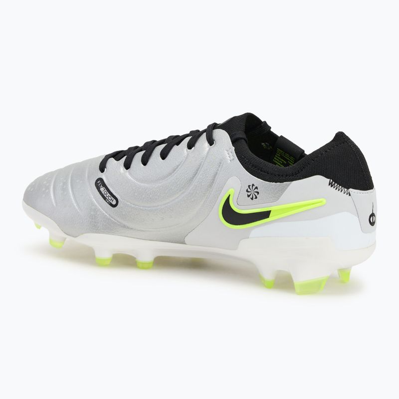 Men's football boots Nike Tiempo Legend 10 Pro FG metallic silver/volt/black 3