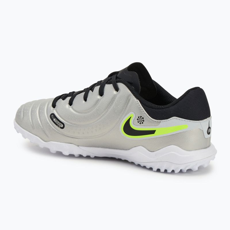 Nike Tiempo Legend 10 Academy TF children's football boots metallic silver/volt/black 3
