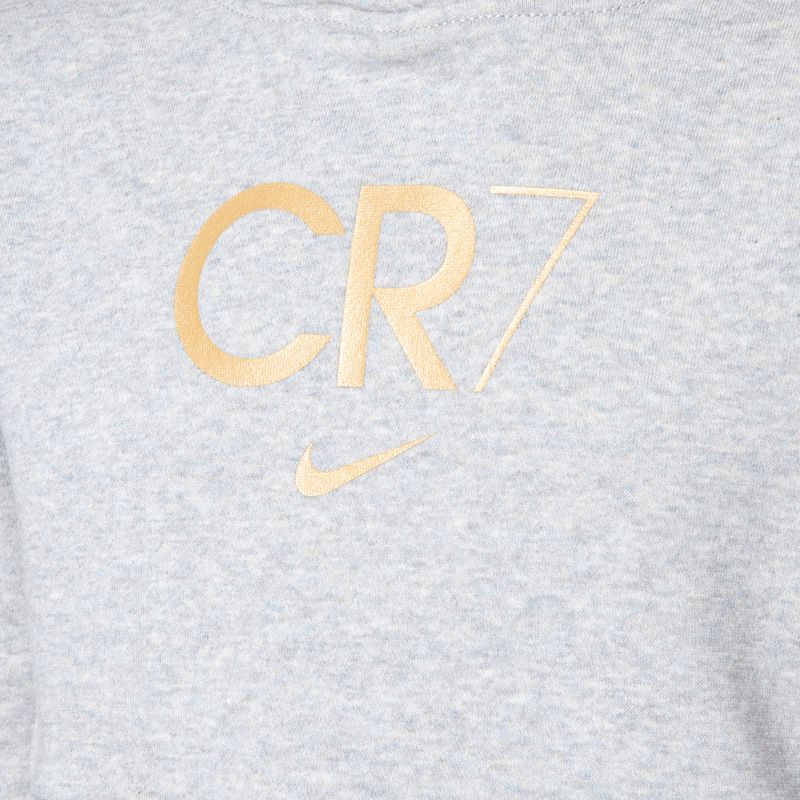 Children's Nike CR7 Club Fleece light smoke grey/heather/metallic gold sweatshirt 3