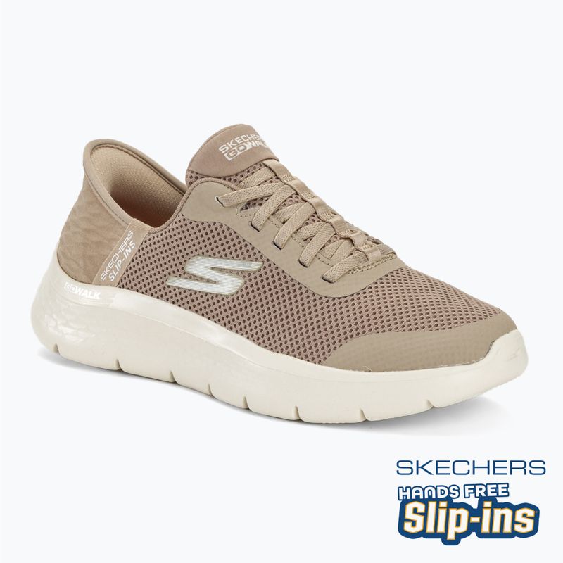 SKECHERS women's Go Walk Flex Grand Entry taupe/white shoes
