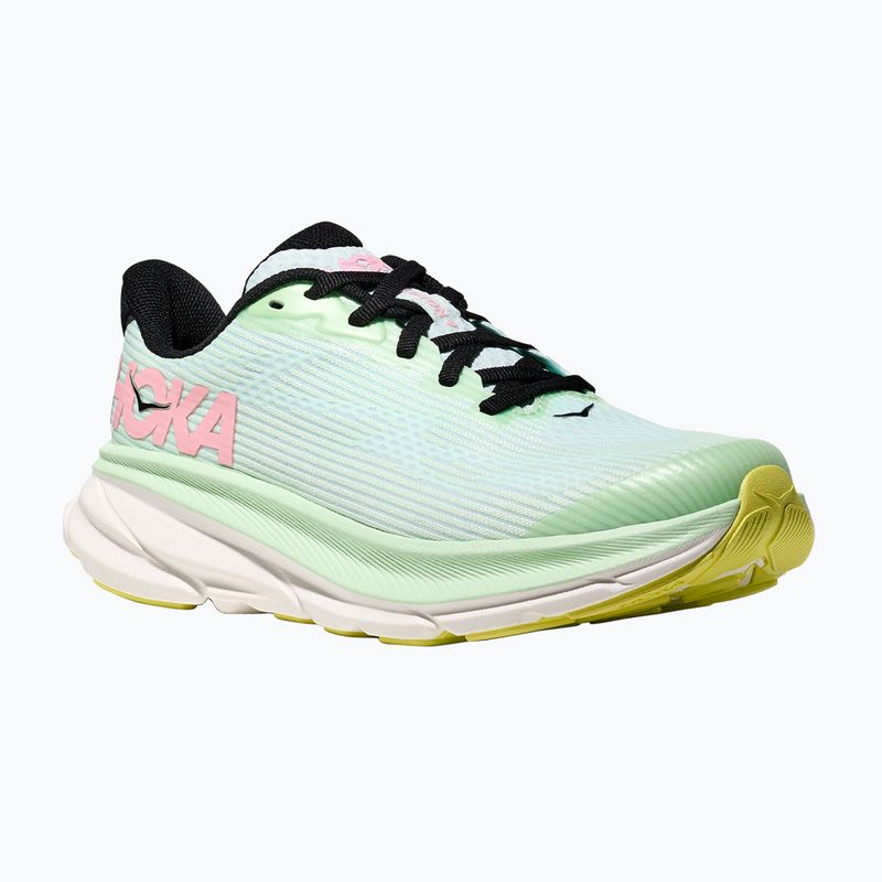 HOKA Clifton 9 mint fluorite/snow melt children's running shoes