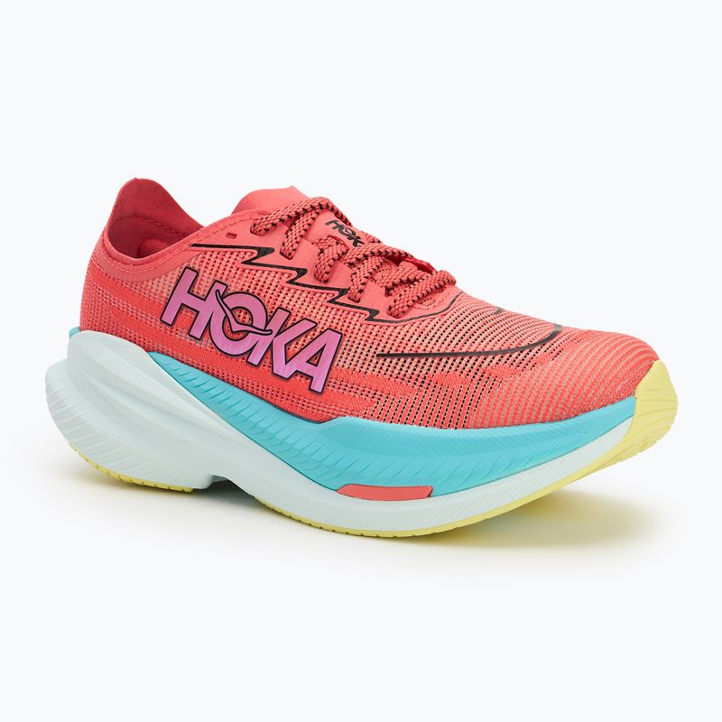 Women's running shoes HOKA Mach X 2 grapefruit/electric coral 2
