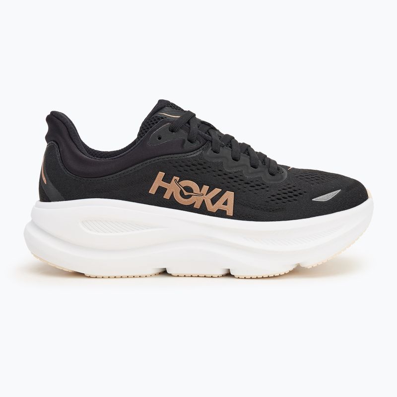 Women's running shoes HOKA Bondi 9 black/rose gold 2