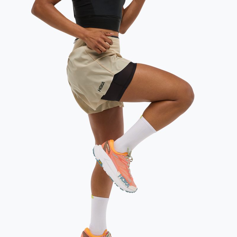 Women's running shorts HOKA Skyglide oatmeal 4