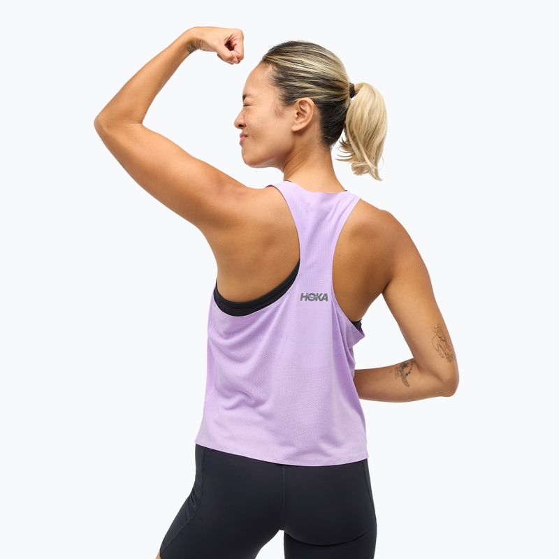 Women's running shirt HOKA Race Day Singlet aster flower 5