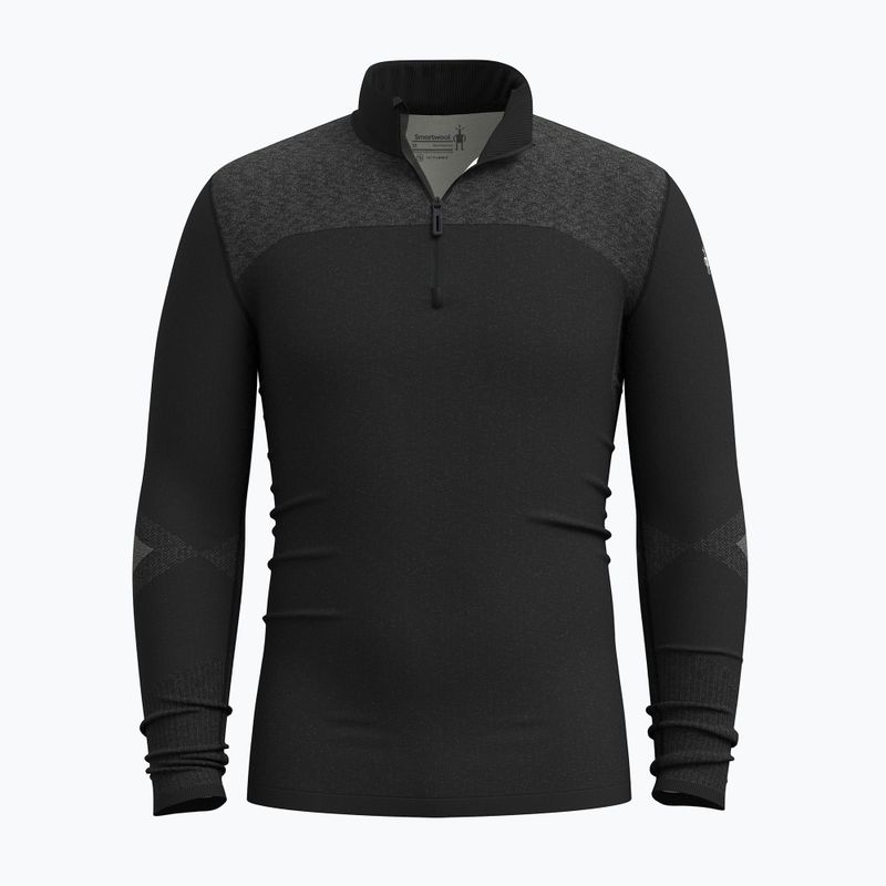 Men's Smartwool Intraknit Thermal Merino Base Layer 1/4 Zip black/white thermal sweatshirt