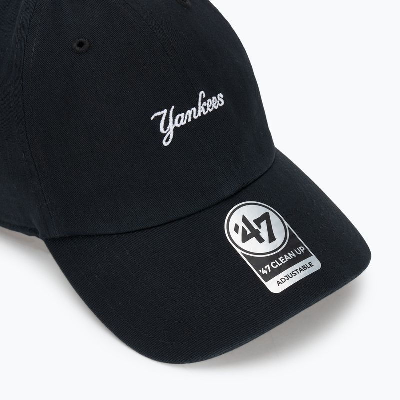 47 Brand MLB New York Yankees Base Runner Script CLEAN UP cap black 3