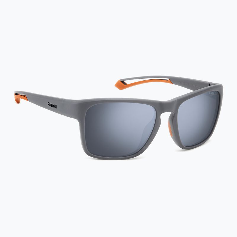 Men's Polaroid PLD 7052/S matte grey/silver mirror polarized high contrast sunglasses