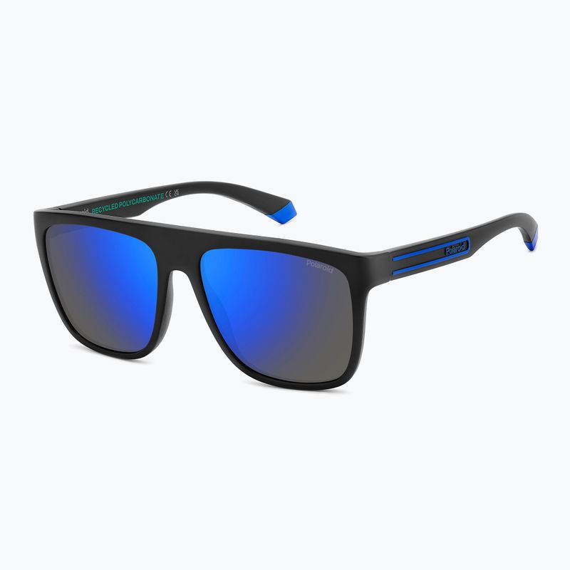 Polaroid PLD 2162/S matte black blue/blue mirror polarised men's sunglasses 2