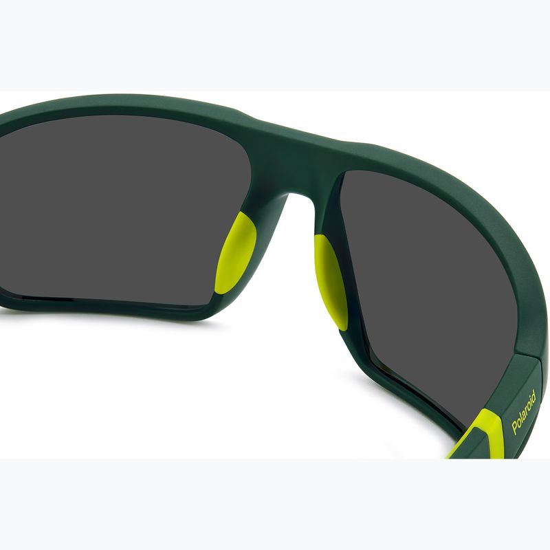 Men's Polaroid PLD 7058/S matte green/green mirror polarised high contrast sunglasses 7