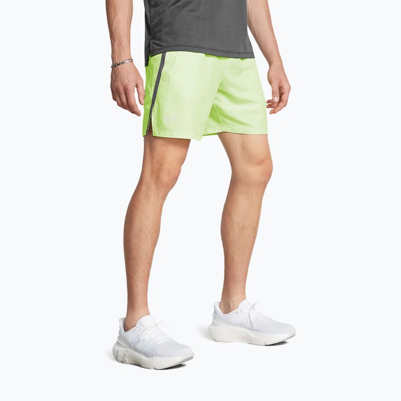 Under Armour Launch 7" men's running shorts morph green/castlerock/ reflective