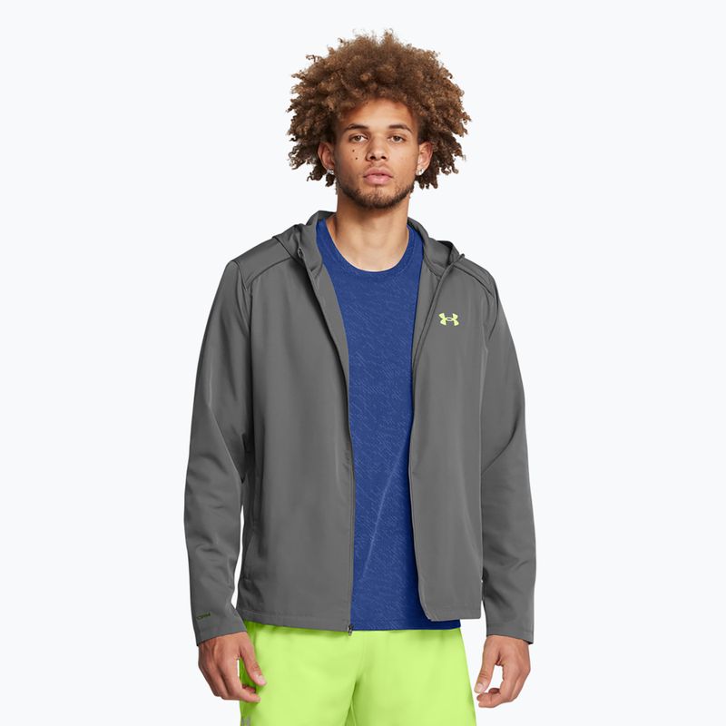 Men's Under Armour Storm Run Hooded castlerock/morph green/reflective running jacket