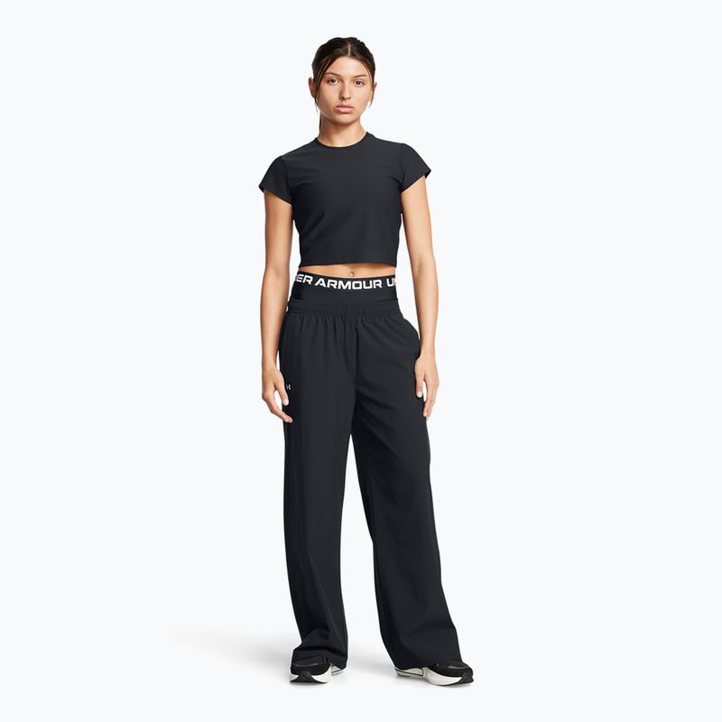Women's trousers Under Armour Rival Wide Leg black / white 2