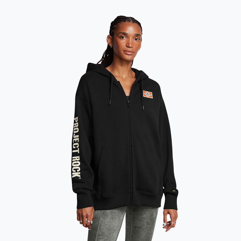 Under Armour Project Rock HWT women's sweatshirt black/silt/team orange Full Zip Hard at Work black/silt/team orange