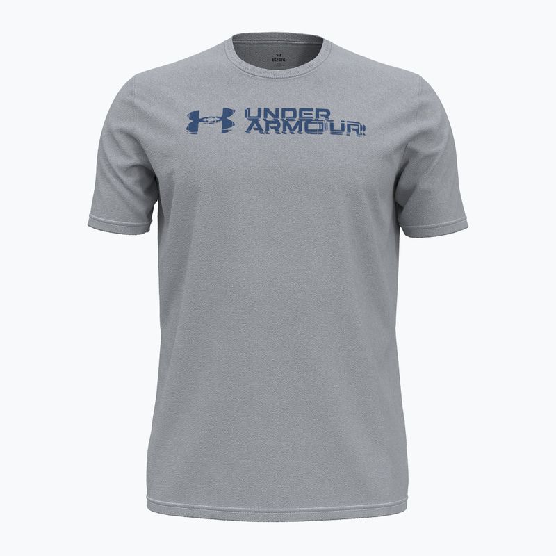 Men's Under Armour Sliced Wordmark 60/40S mod gray/tech blue training t-shirt