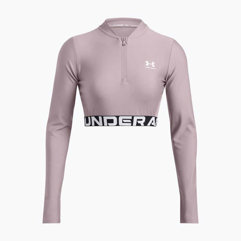 Women's Under Armour Heat Gear Rib 1/4 Zip tetra gray/white training top 3