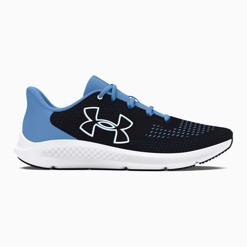Under Armour Charged Pursuit 3 Big Logo women's running shoes black/horizon blue/white 9