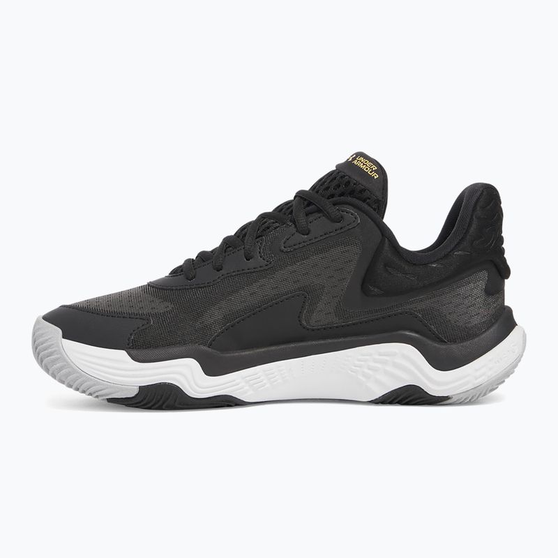 Under Armour Spawn 7 basketball shoes black/metallic gold/black 9