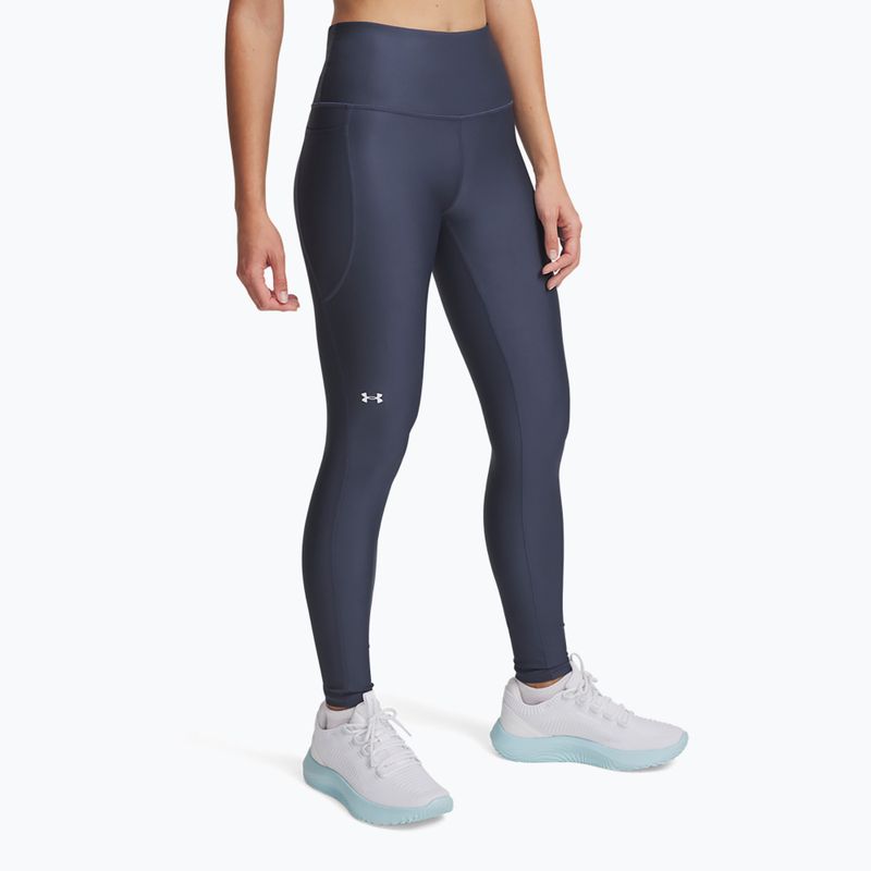 Women's training leggings Under Armour HG Armour HiRise Downpour gray/white