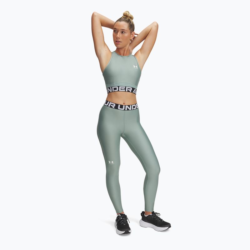 Under Armour HeatGear silica green/white women's training leggings 2