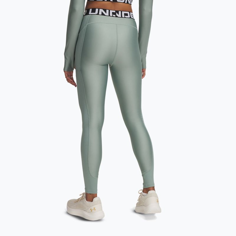 Women's leggings Under Armour HeatGear Rib silica green/silica green/white 2