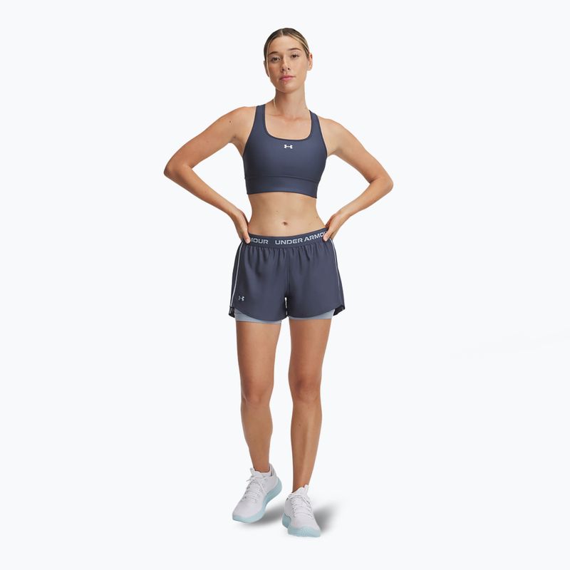 Women's training shorts Under Armour Tech Play Up 2in1 downpour gray / harbor blue / harbor blue 2