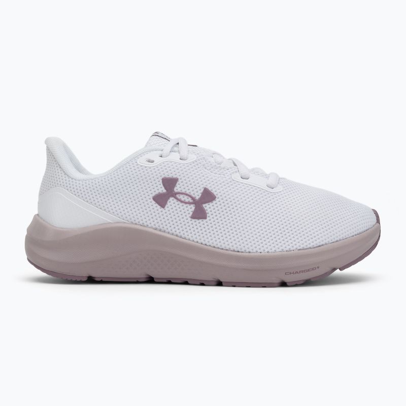 Women's running shoes Under Armour Charged Pursuit 4 white/white/purple prime 2