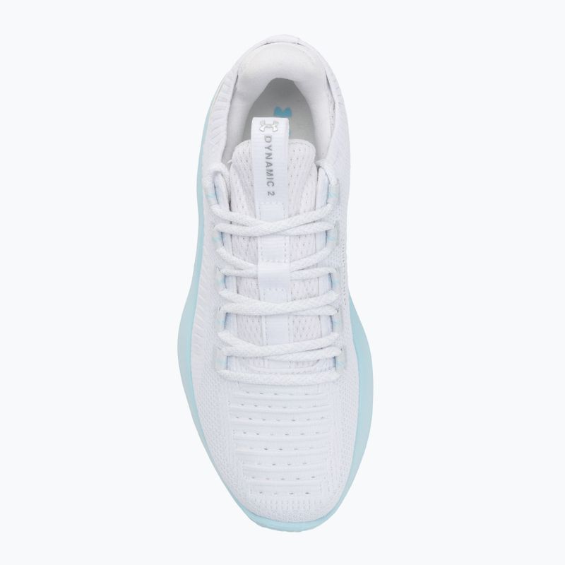 Women's training shoes Under Armour Dynamic 2 white/stream/metallic silver 5