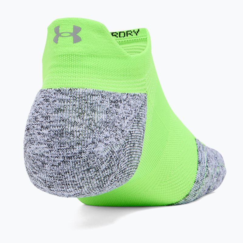 Under Armour Dry Run Cushion No Show Tab hyper green/hyper green/reflective socks 2