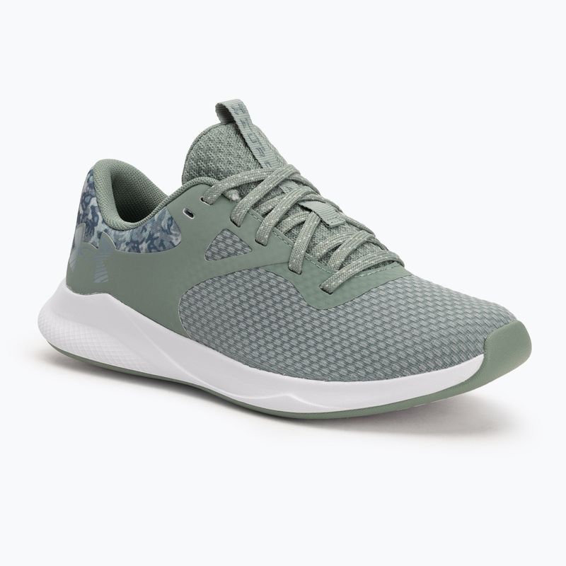 Women's training shoes Under Armour Charged Aurora 2+ silica green/white/metallic silica