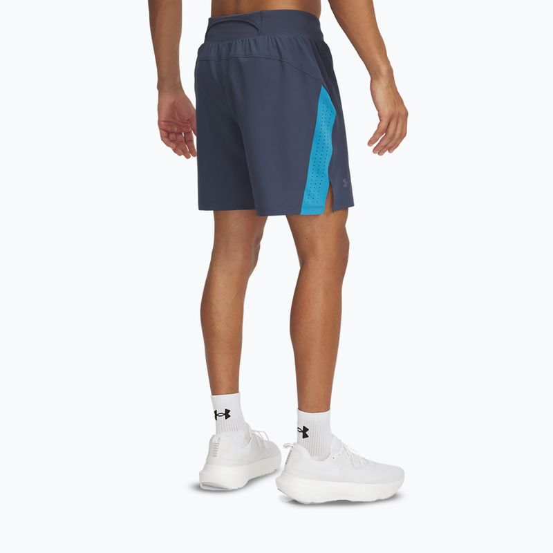 Men's running shorts Under Armour Launch Pro 7" downpour gray / ether blue / reflective 3