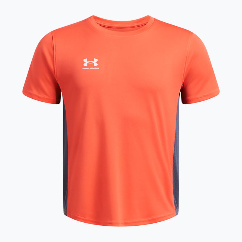 Children's football T-shirt Under Armour Challenger Train fire/downpour gray/white