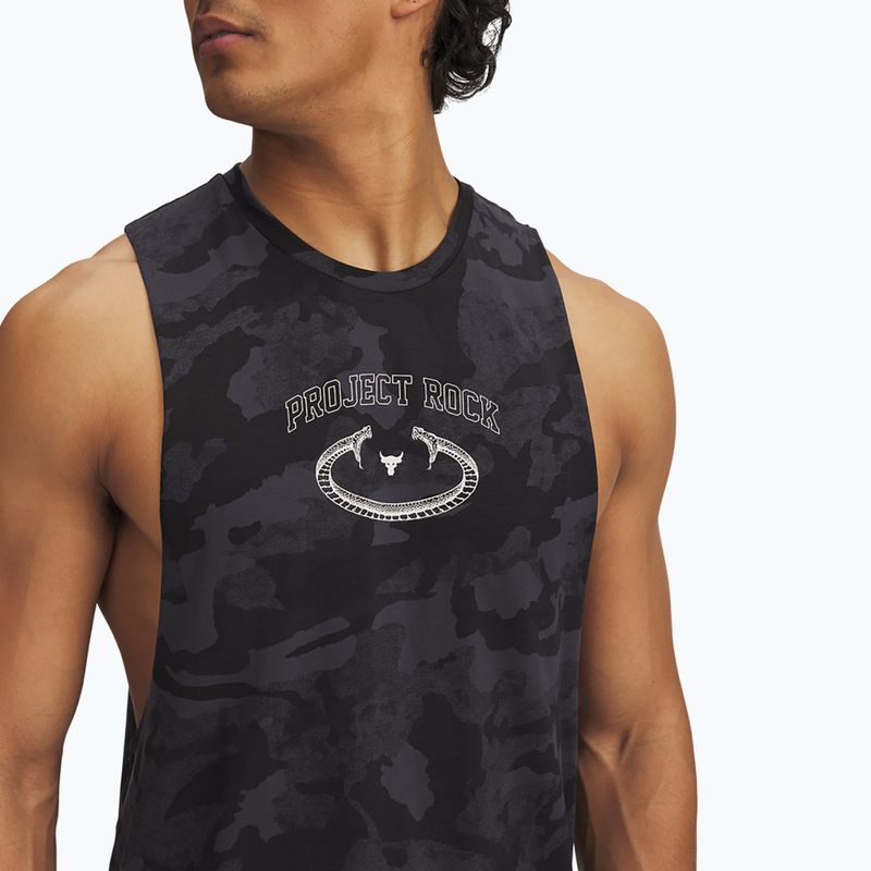Men's Under Armour Project Rock Camo Tank anthracite/black/hyper green T-shirt 3