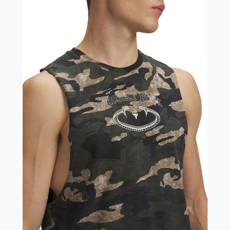Under Armour men's Project Rock Camo Tank city khaki/baroque green/white clay t-shirt 3