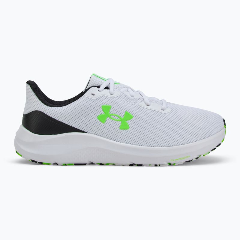 Men's running shoes Under Armour Charged Pursuit 4 white/black/hyper green 2