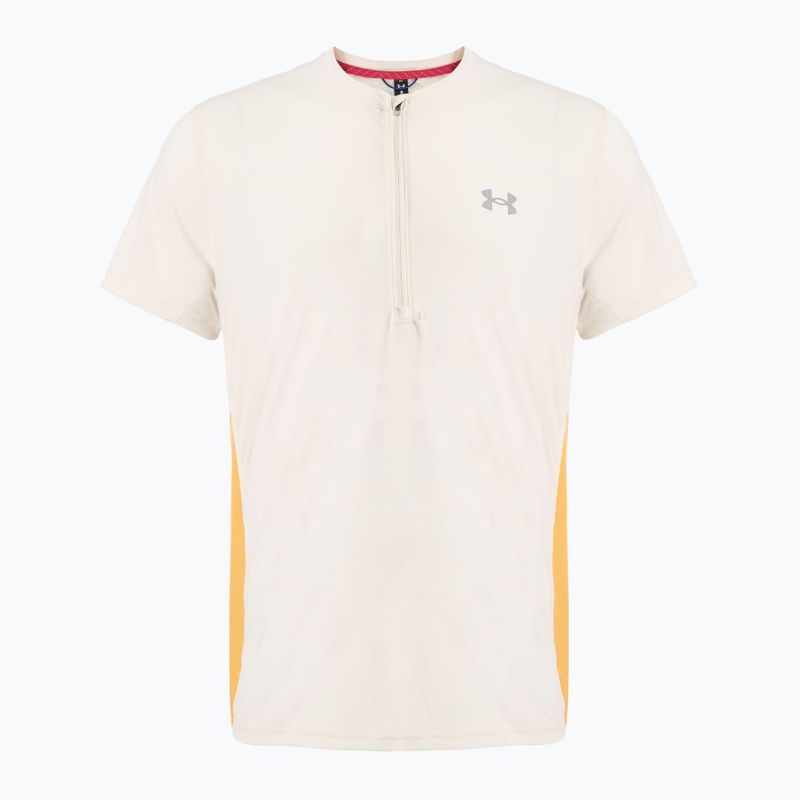 Men's running T-shirt Under Armour Trail Run Zip stone/noble gold/reflective
